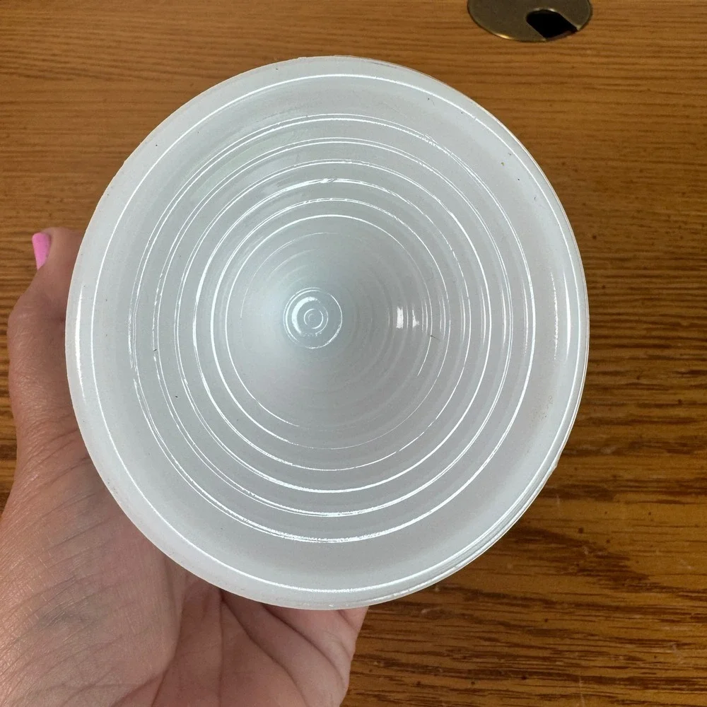 Vintage‎ White Milk Glass Ribbed Pedestal Compote Bowl Vase